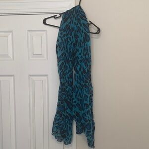 Blue Leopard Print Scarf